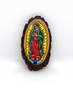 Virgen de Guadalupe en astilla de madera