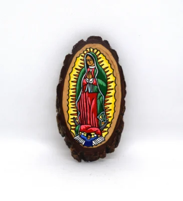 Virgen de Guadalupe en astilla de madera